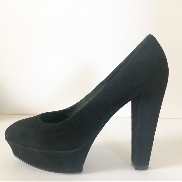 Donna Karan Collection Black Suede Platform Pumps - Picture 3 of 14